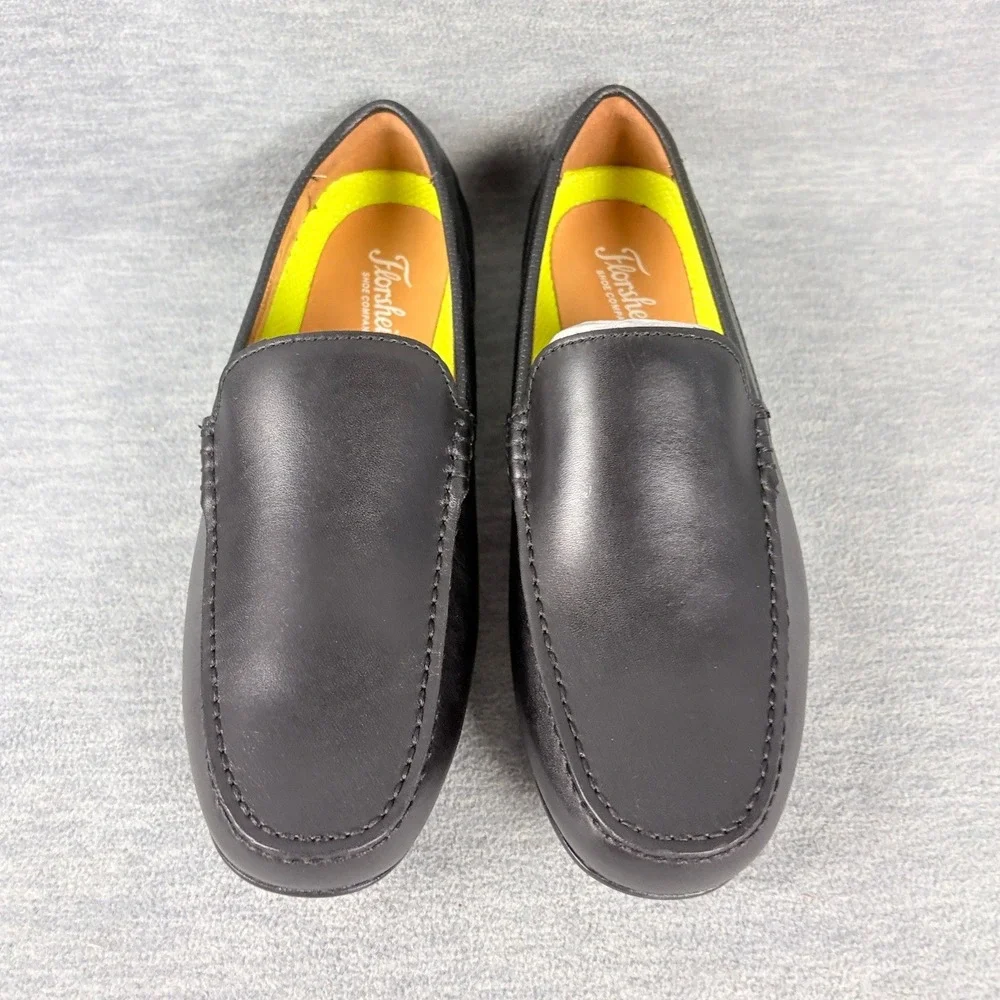 Florsheim Motor Venetian Shoes Mens 7.5 W Black Leather Driving Loafers Comfort